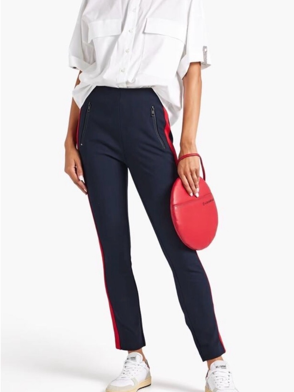 rag & bone Navy Ankle Pants with Red Side Stripe! EUC! Size 4